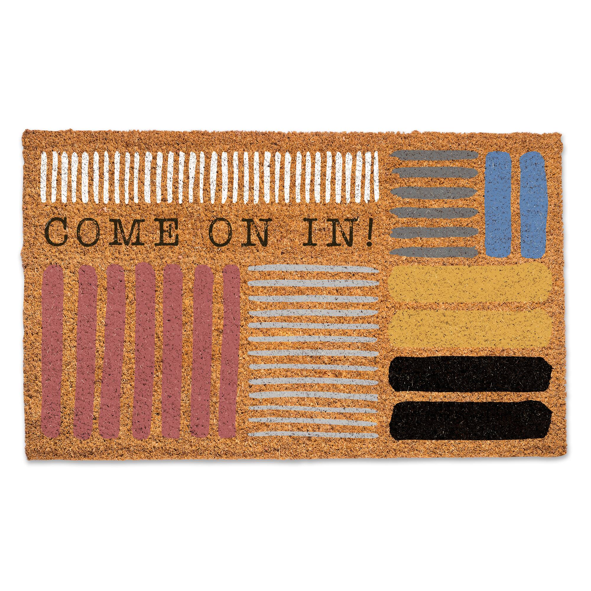 Come On In Colored Stripes Doormat